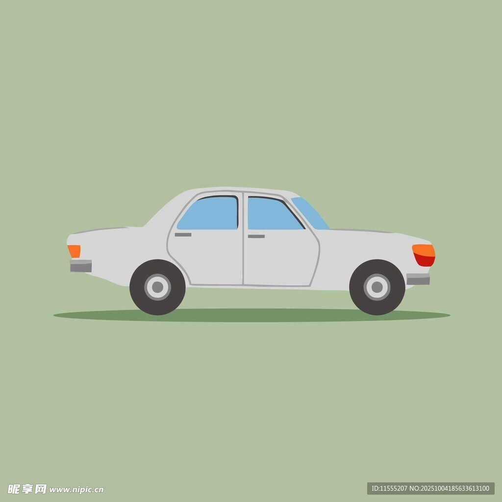 简约风格白色轿车插画