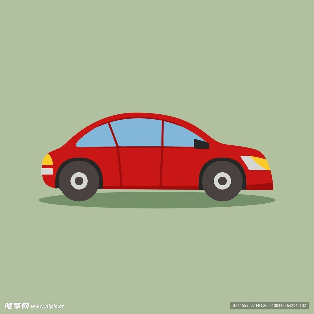 红色小轿车简约插画