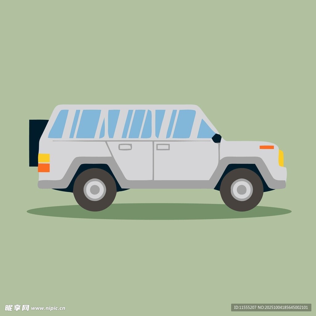 白色复古越野汽车插画