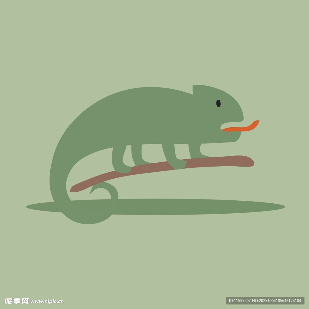 绿色变色龙栖息于树枝上