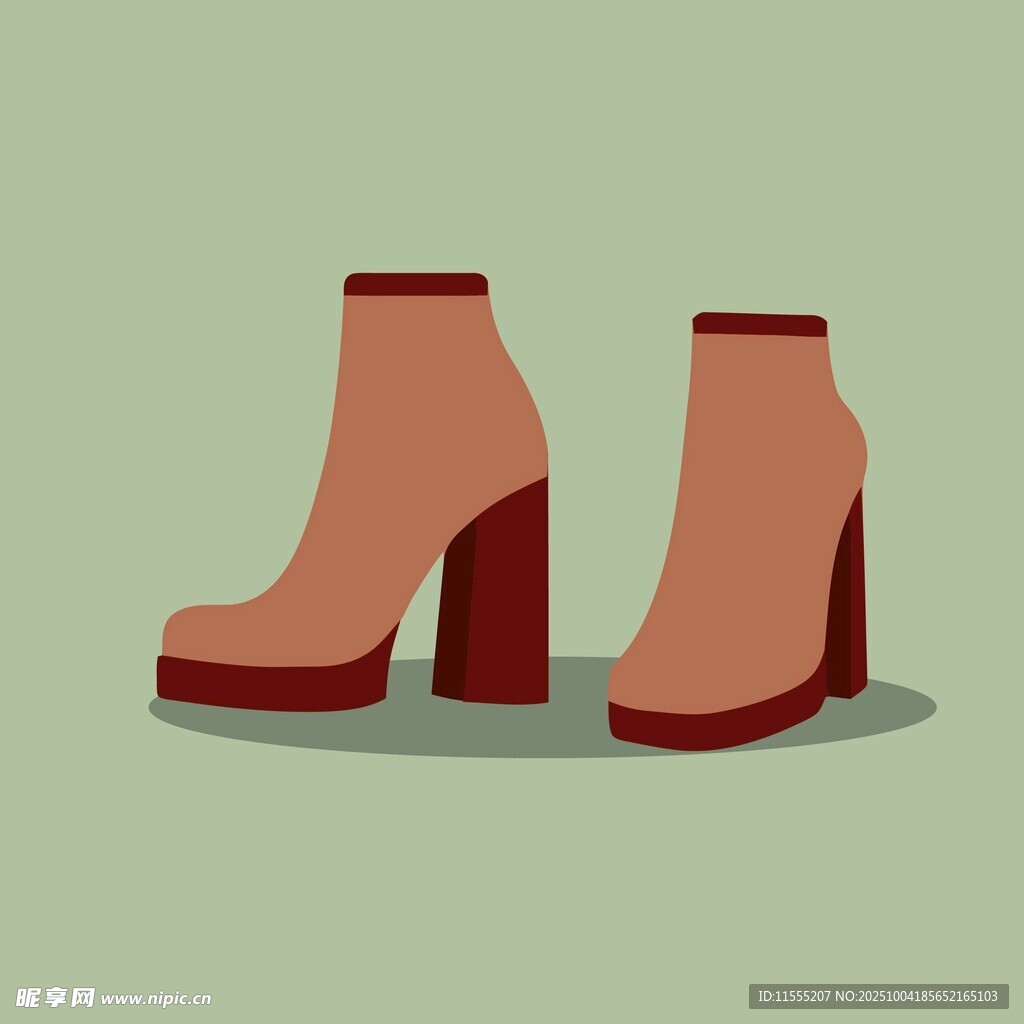 时尚高跟短靴插画