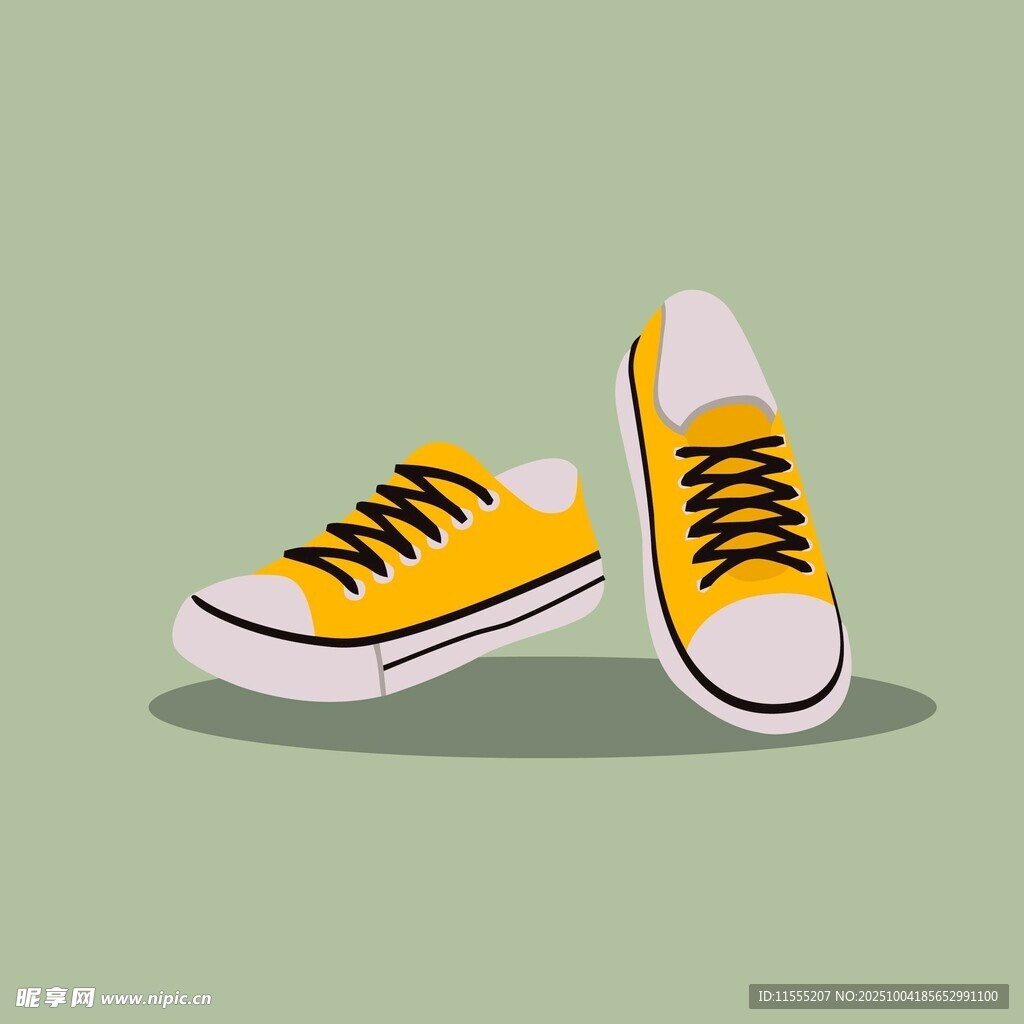 黄色休闲运动鞋插画