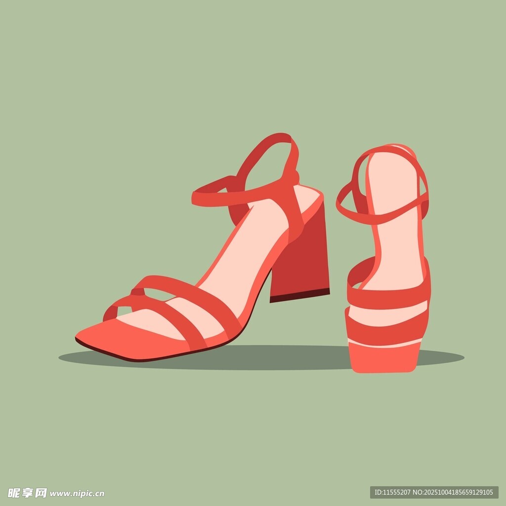 红色高跟凉鞋插画
