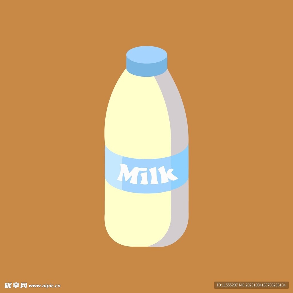 卡通风格瓶装牛奶