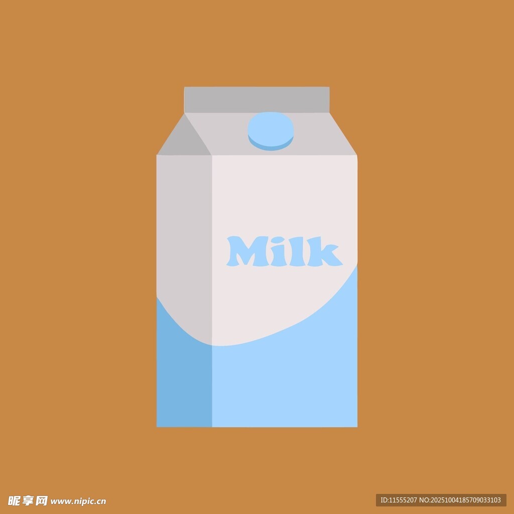 蓝色牛奶包装盒插画