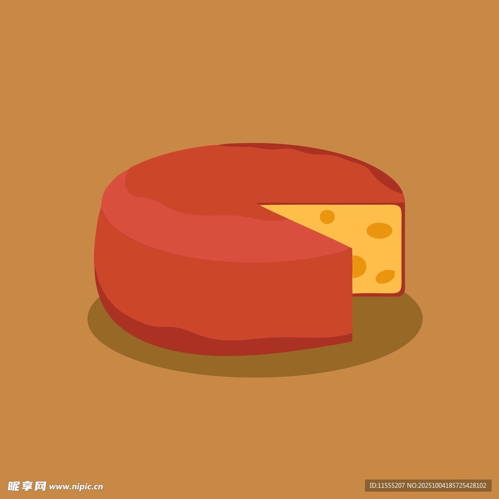 红色奶酪切块插画