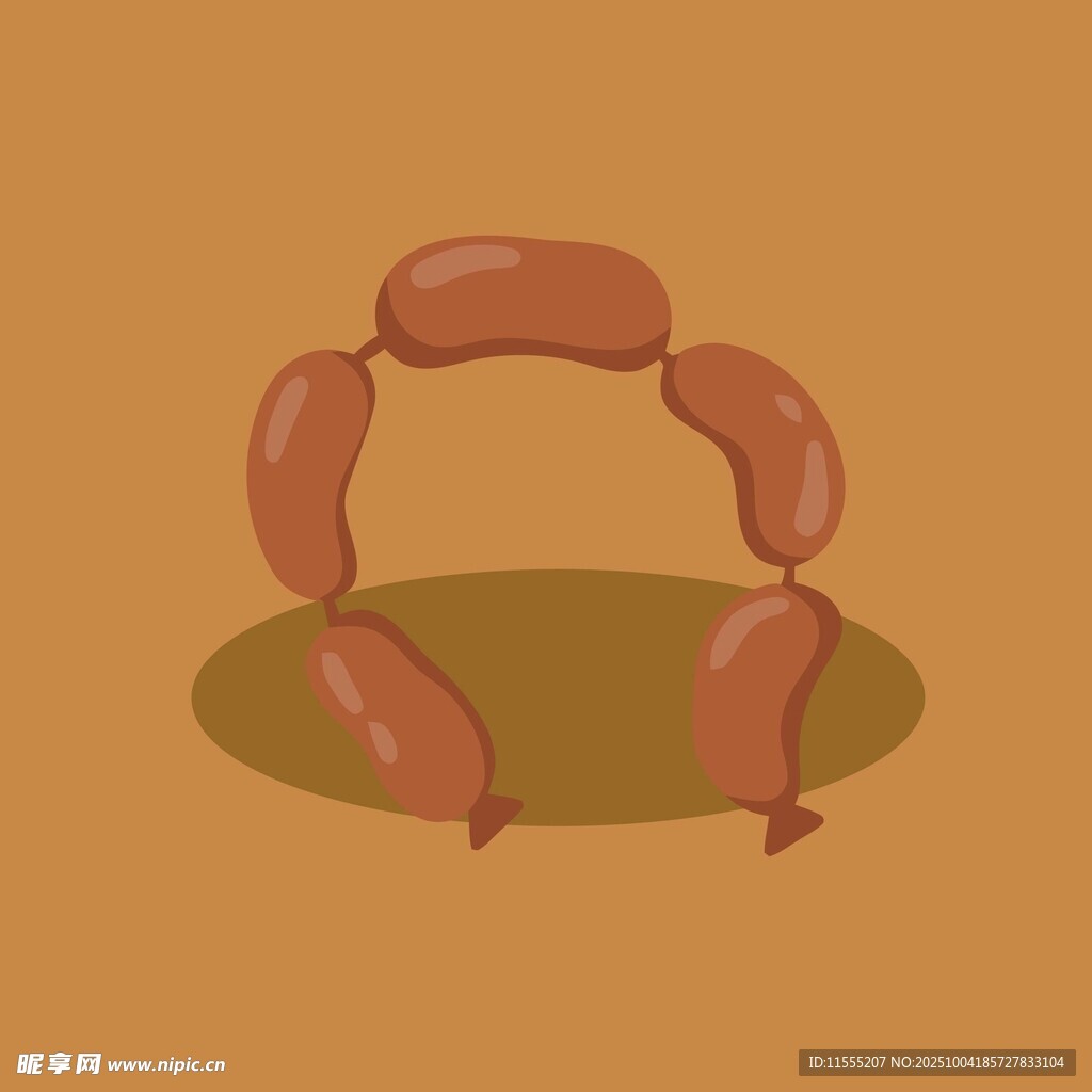 卡通风格的弯曲香肠