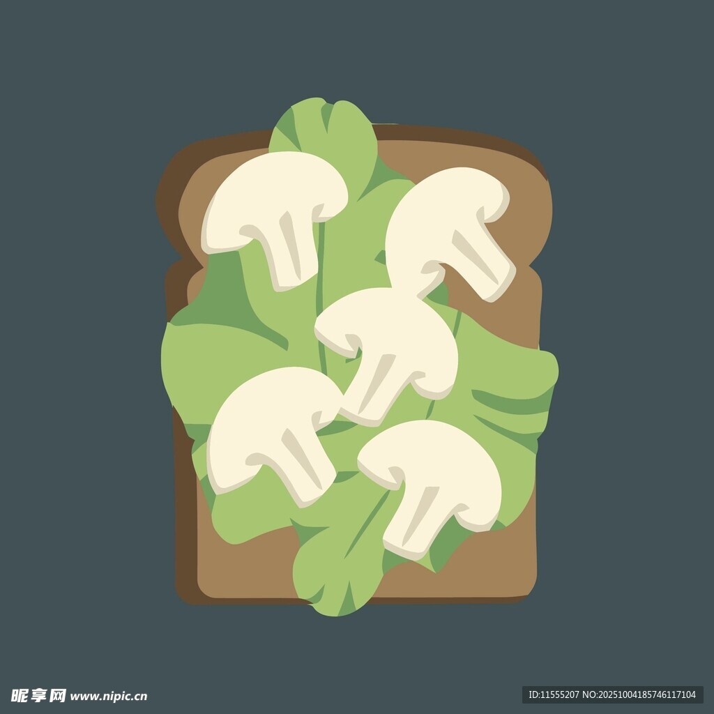 蘑菇生菜三明治插画