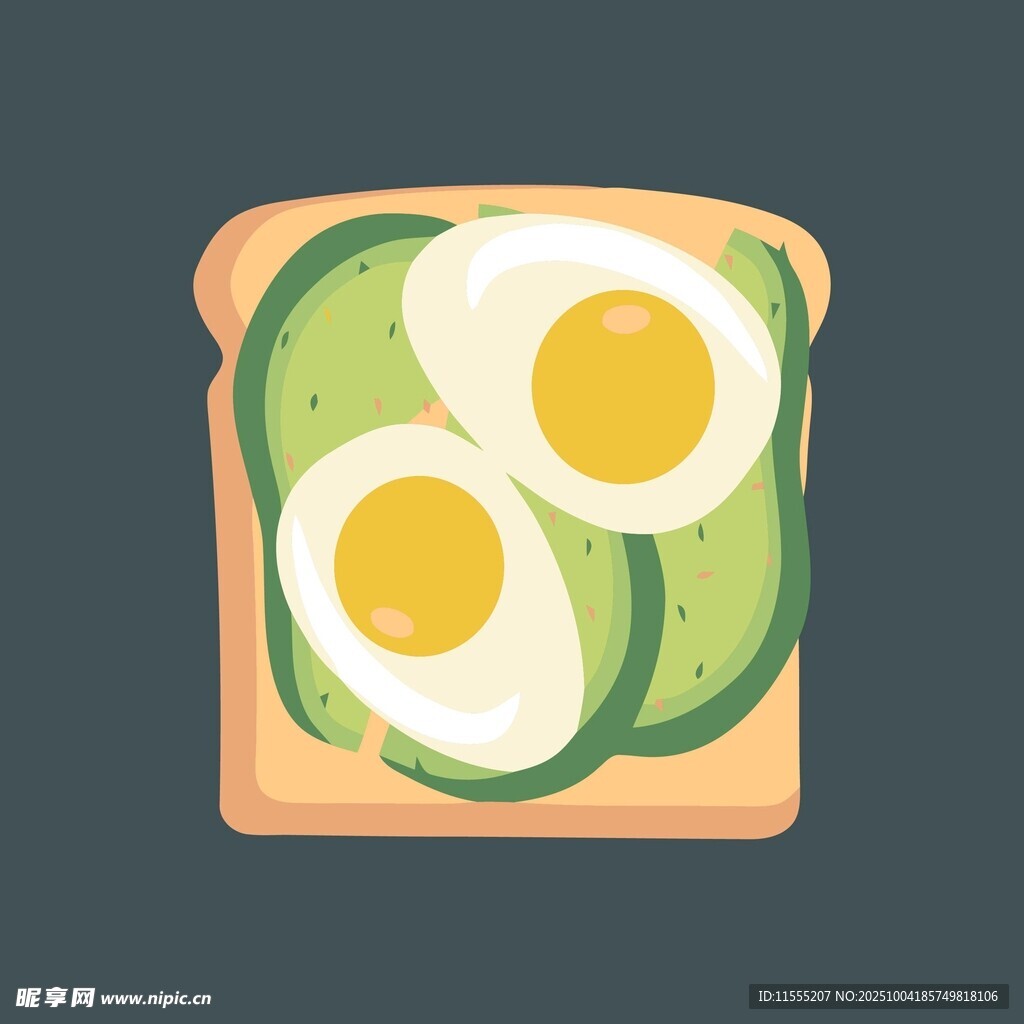 牛油果鸡蛋三明治插画
