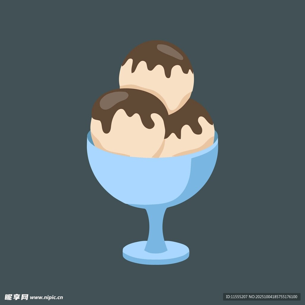 蓝色杯中的美味冰淇淋