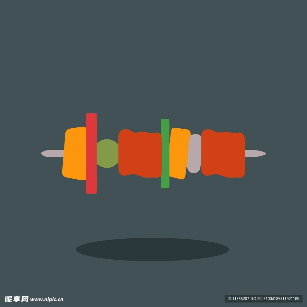 彩色卡通风格烤肉串