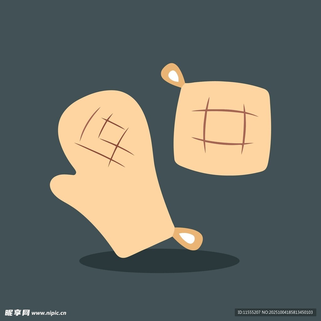 卡通风格隔热手套插画