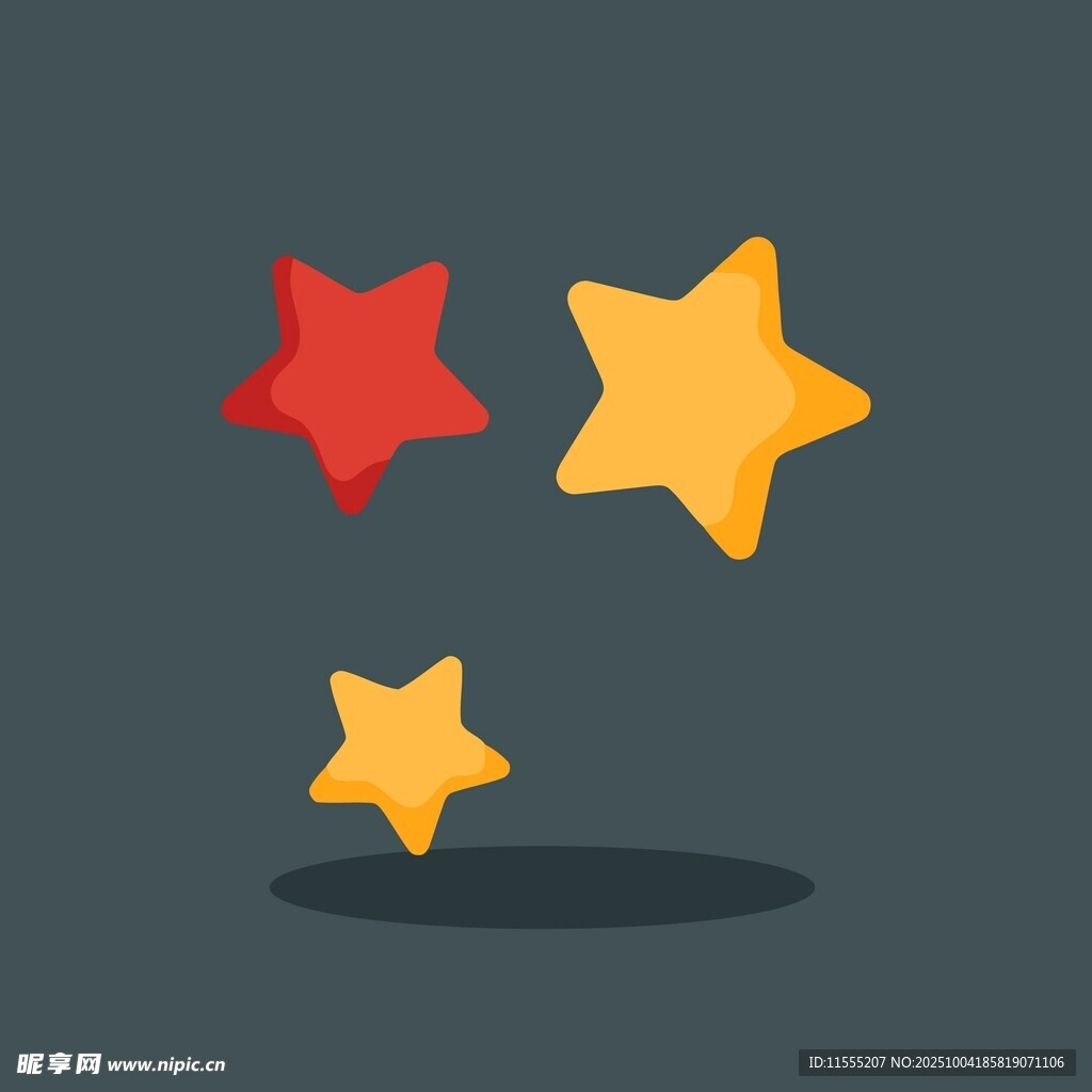 三颗彩色星星悬浮画面