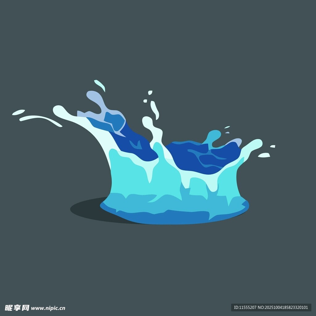 蓝色水花飞溅插画