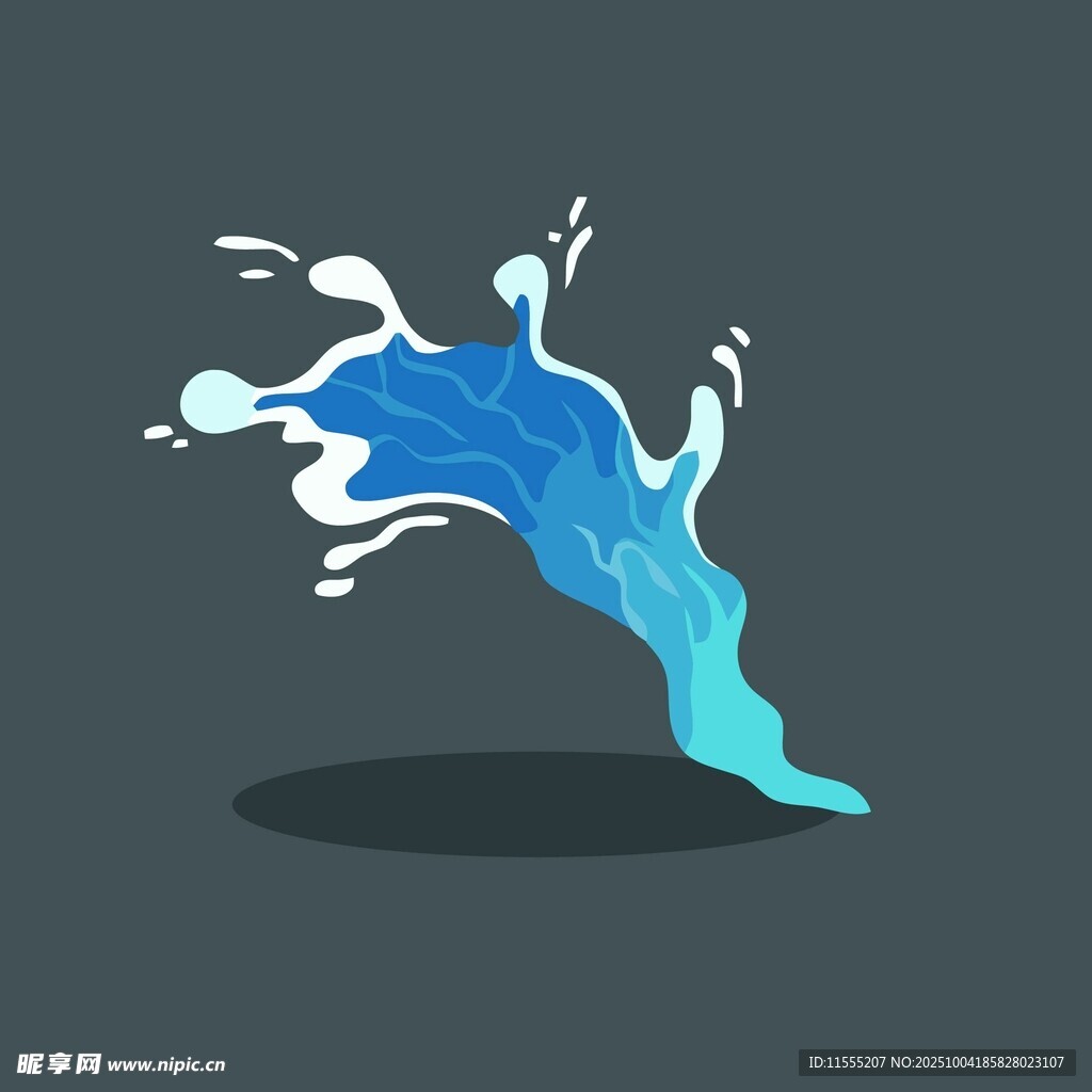 蓝色水花飞溅插画