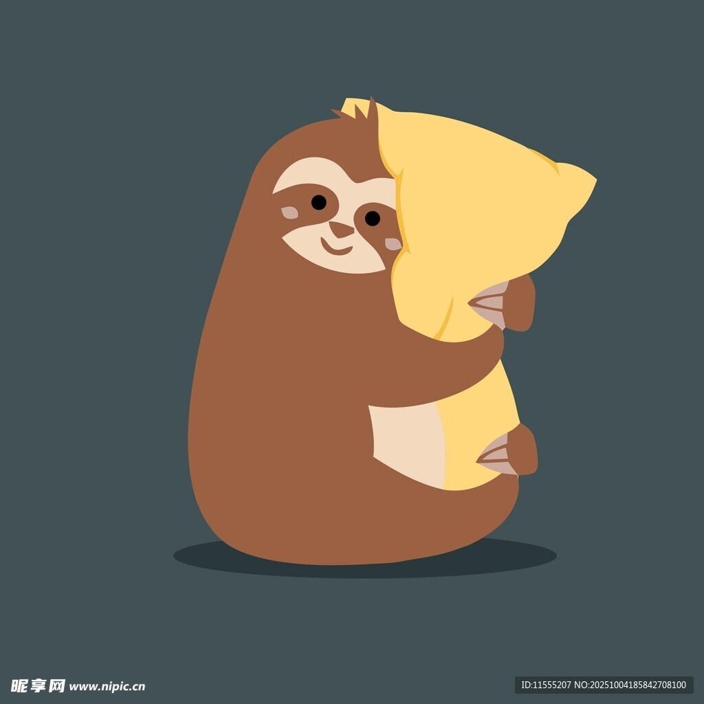 抱着枕头的可爱树懒