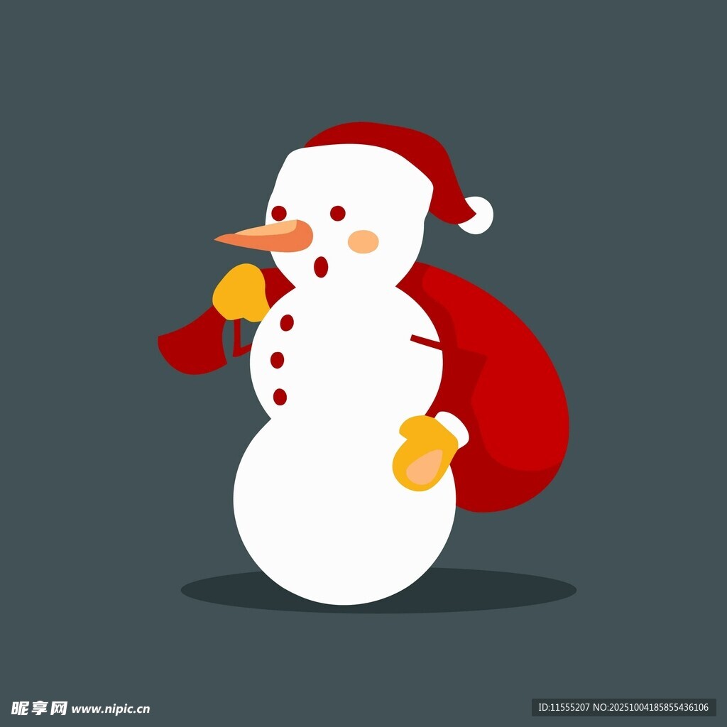 背着袋子的圣诞雪人