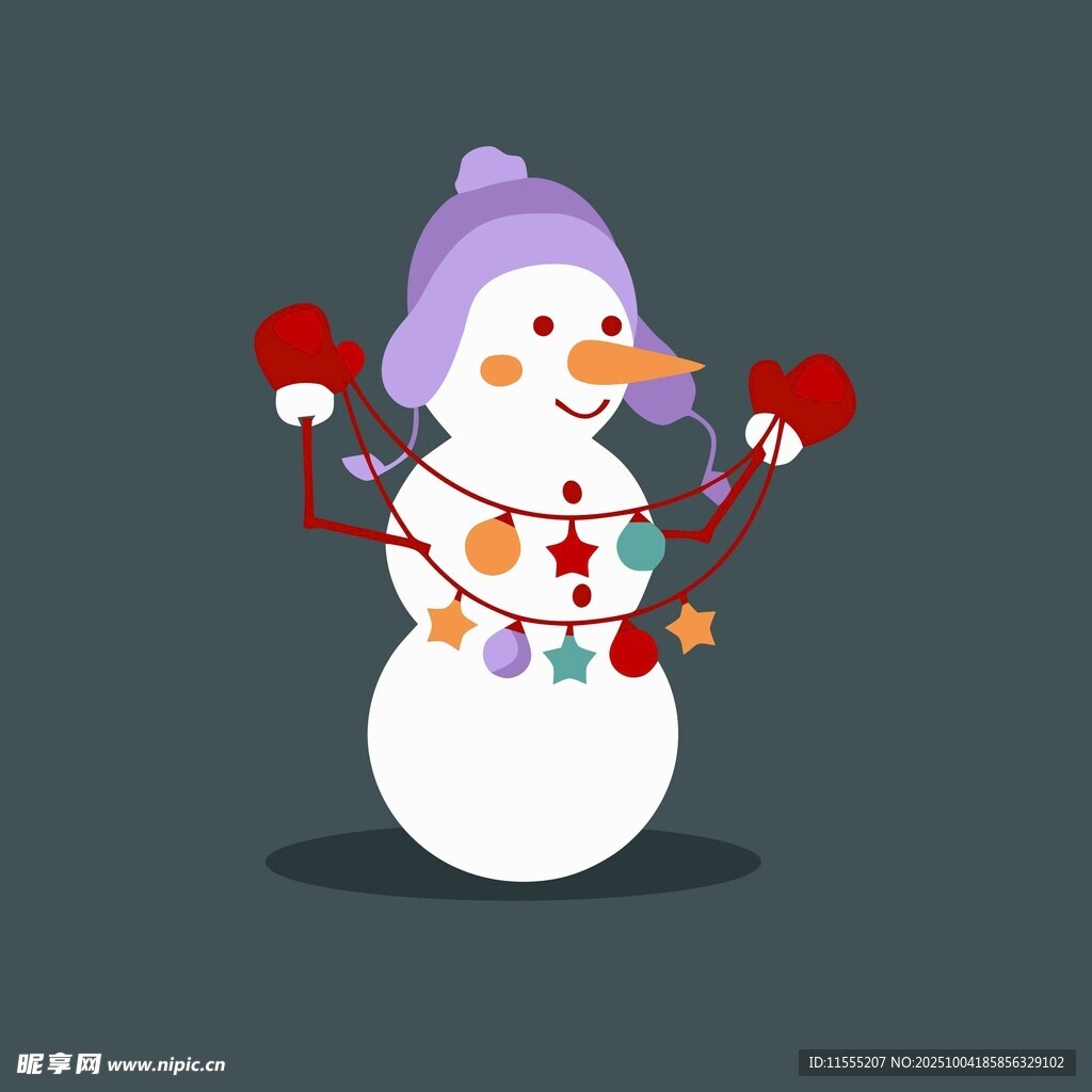可爱雪人戴帽挂彩灯
