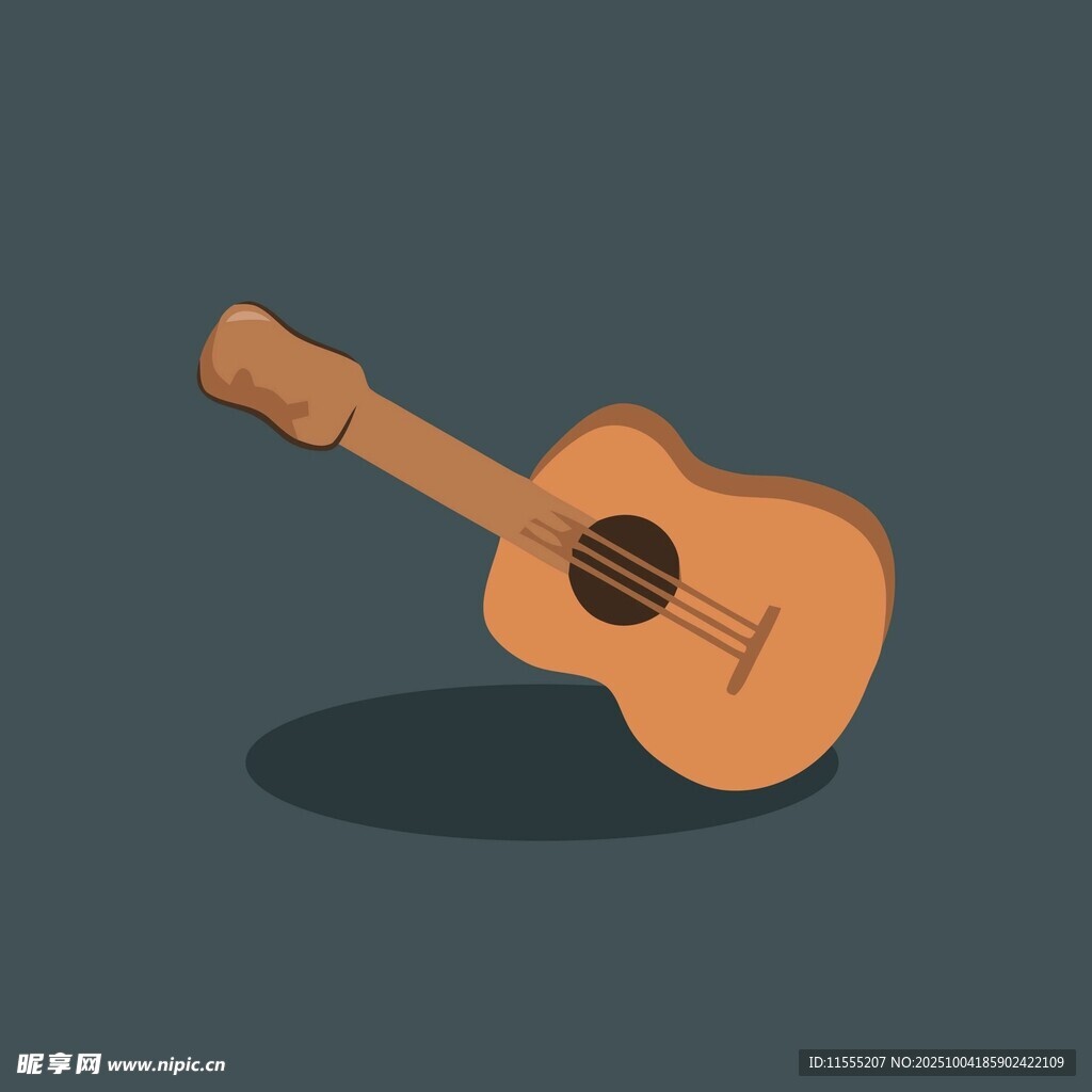 倾斜的木吉他插画