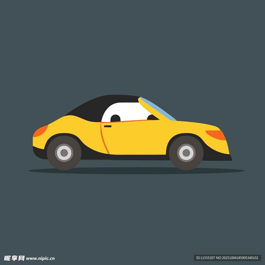 黄色敞篷卡通小汽车