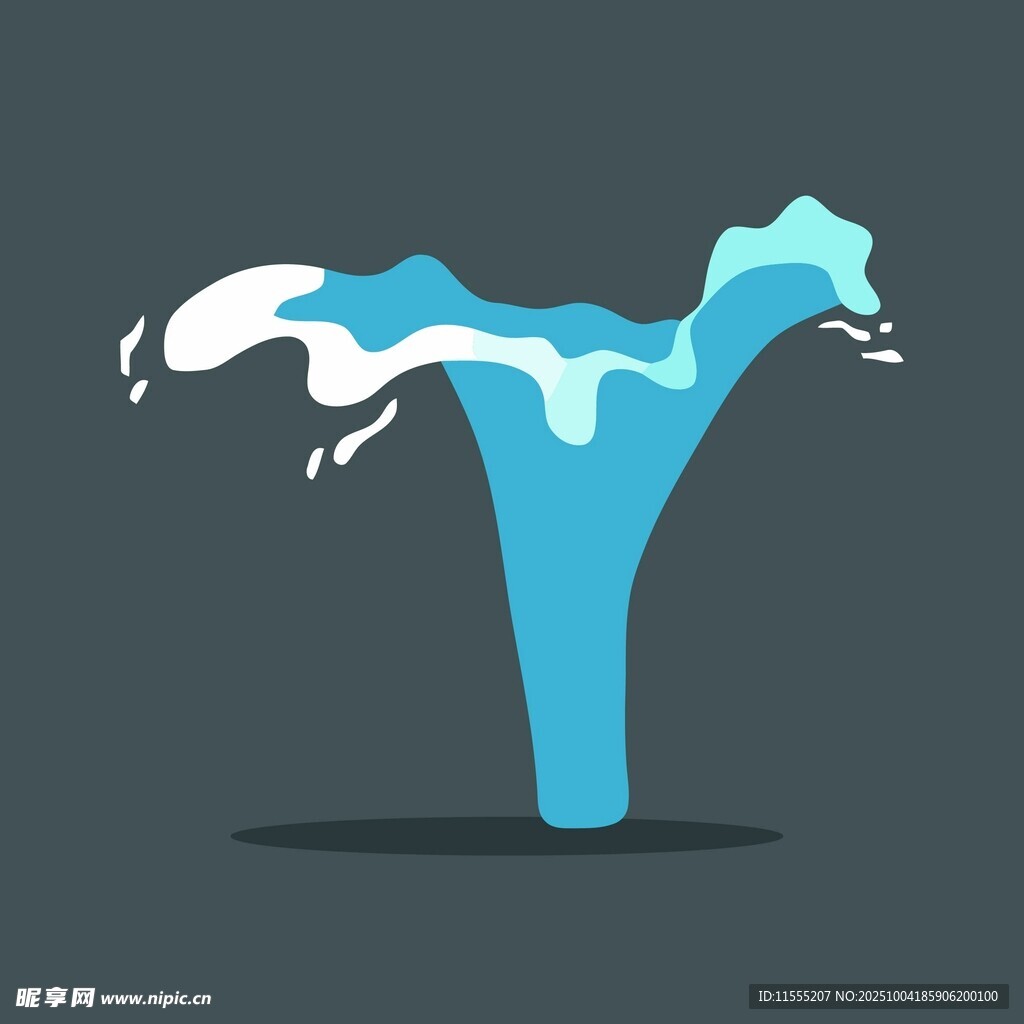 蓝色动感字母Y水花效果