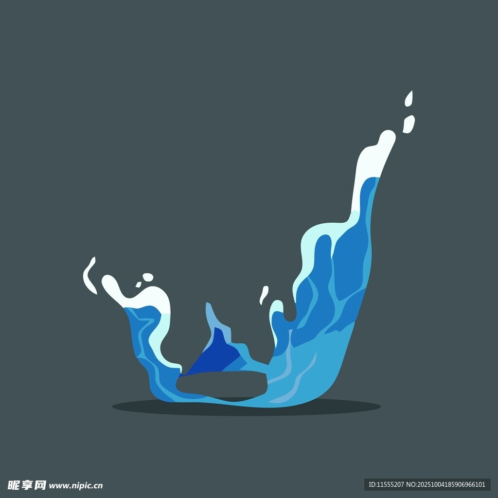 蓝色动感水花图案设计