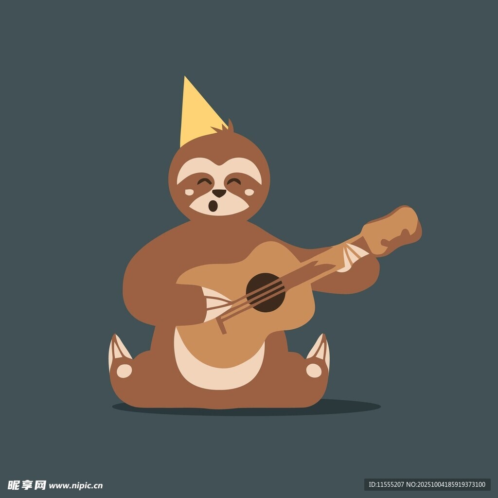 戴帽树懒弹吉他