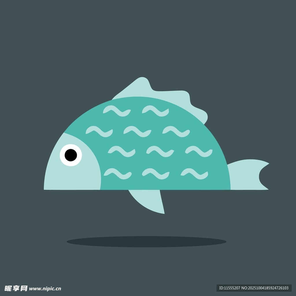 卡通风格的波浪纹小鱼