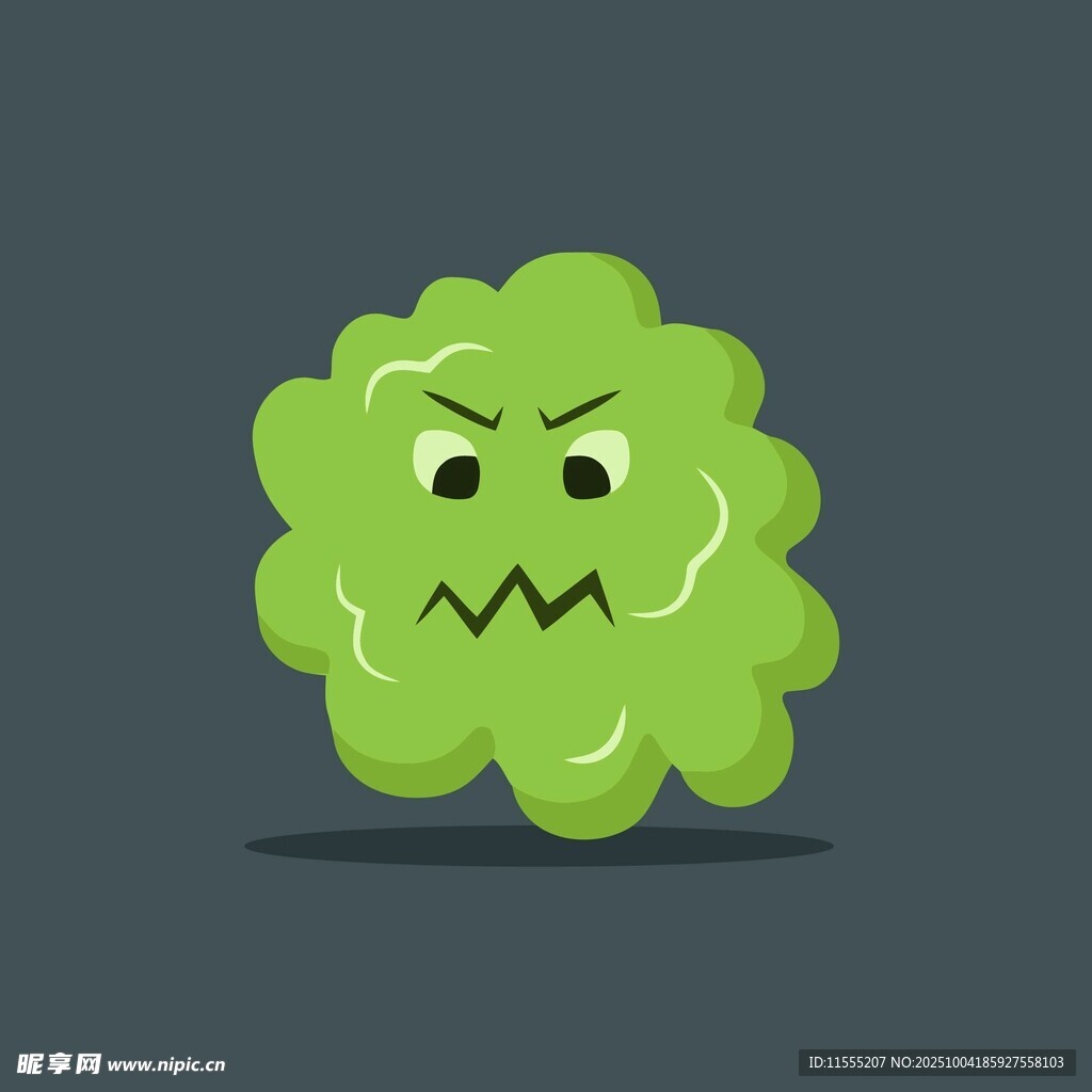 愤怒的绿色卡通蔬菜