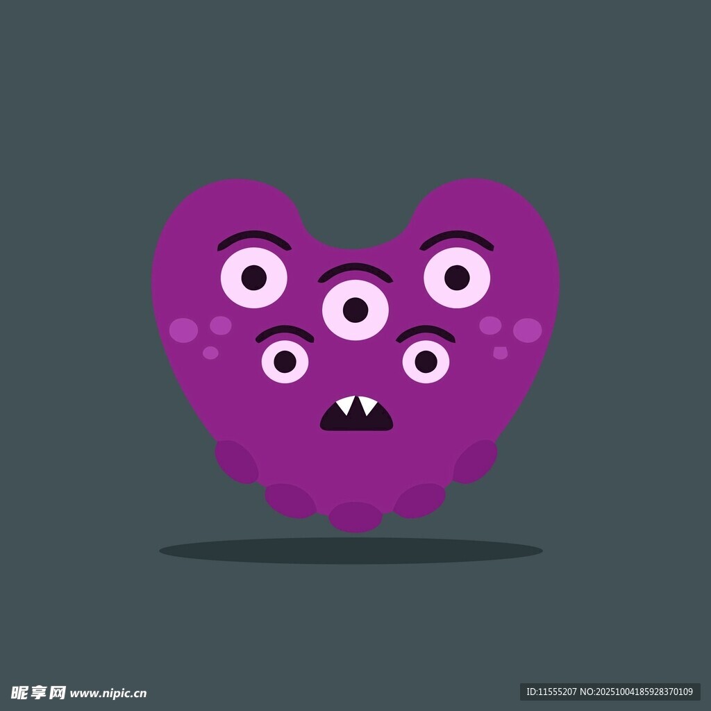 紫色爱心多眼小怪物