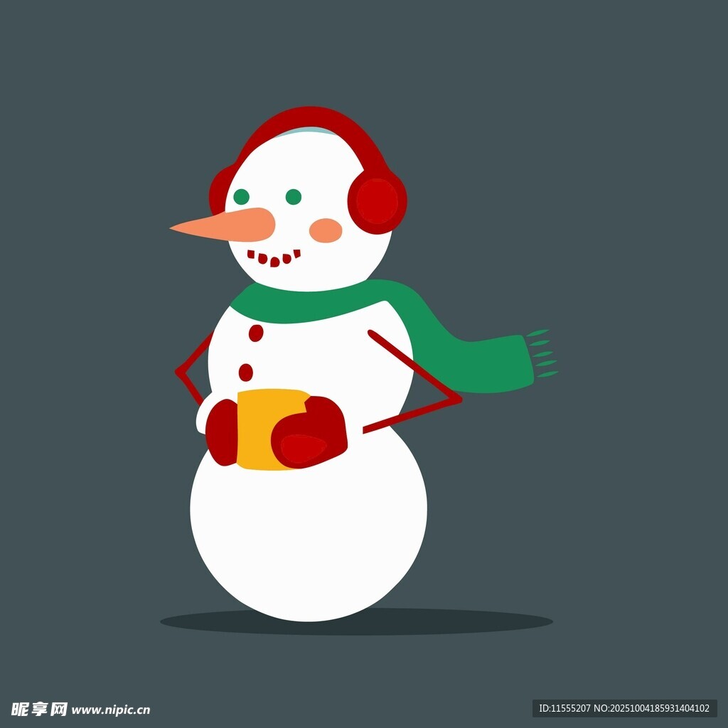 戴耳机的可爱雪人