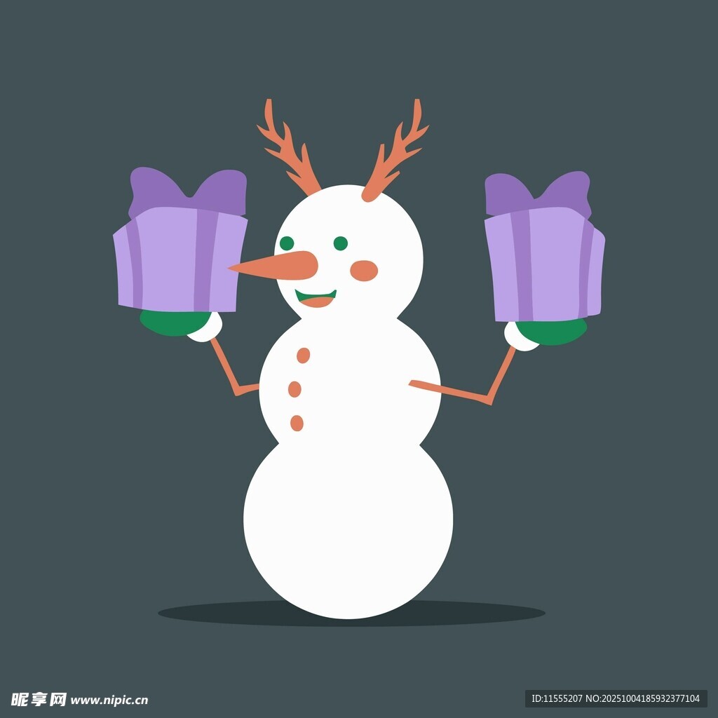 雪人手持礼物欢乐迎节日