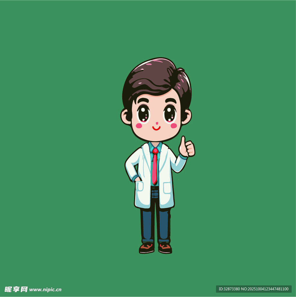 卡通医生形象点赞示意
