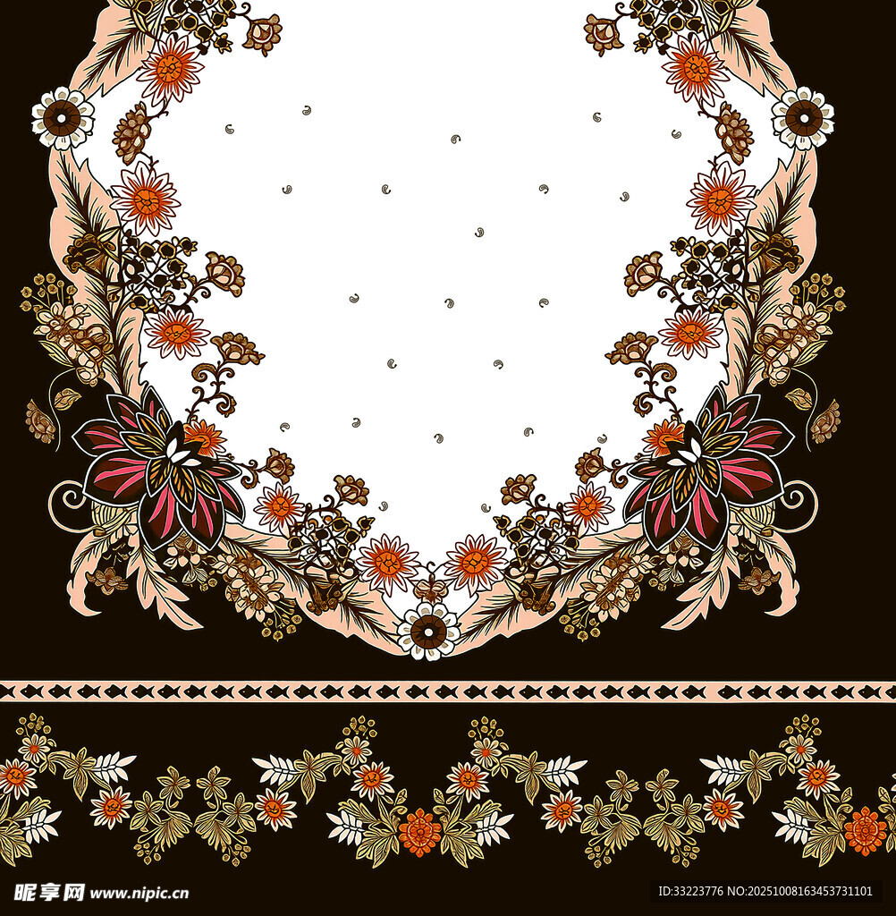 复古花卉边框图案设计