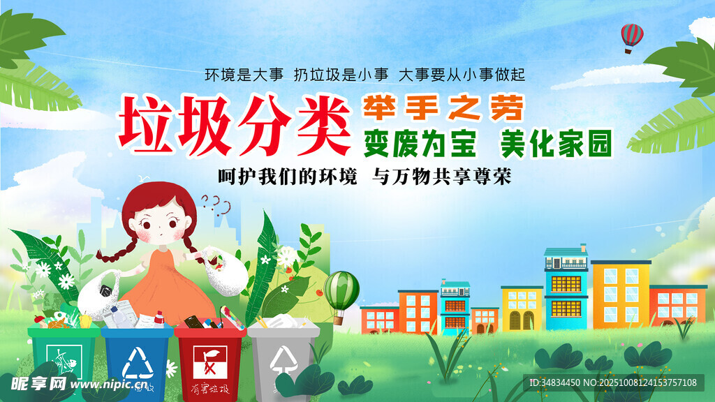 儿童参与垃圾分类宣传画