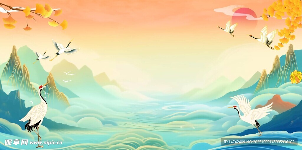 中国风山水背景