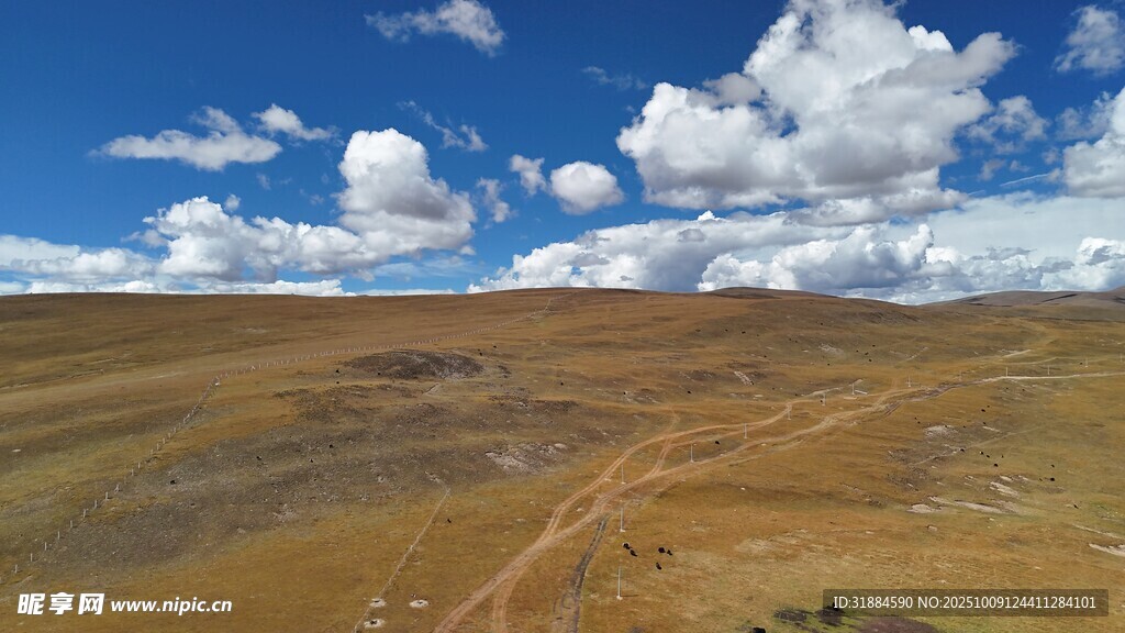 广袤草原上的蓝天白云