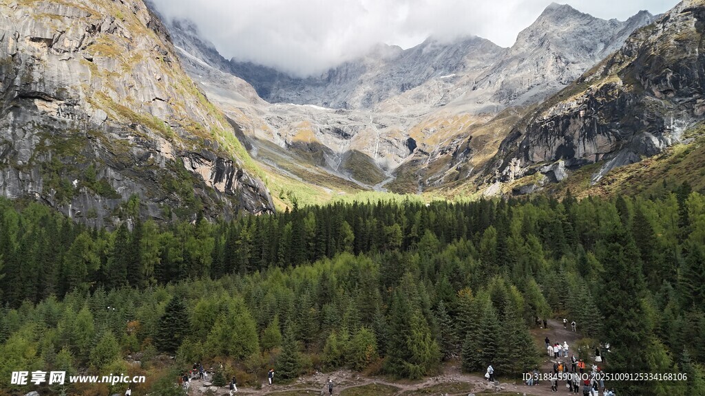 山间葱郁森林与壮丽山脉
