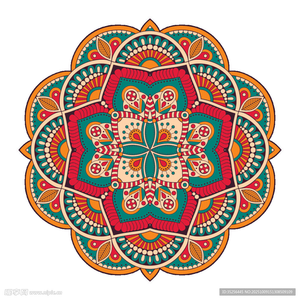 多彩曼陀罗花纹图案