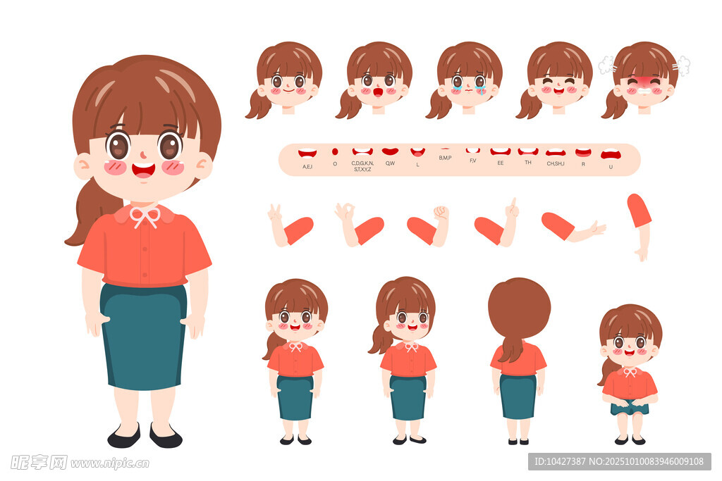 卡通红衣女孩角色设计集