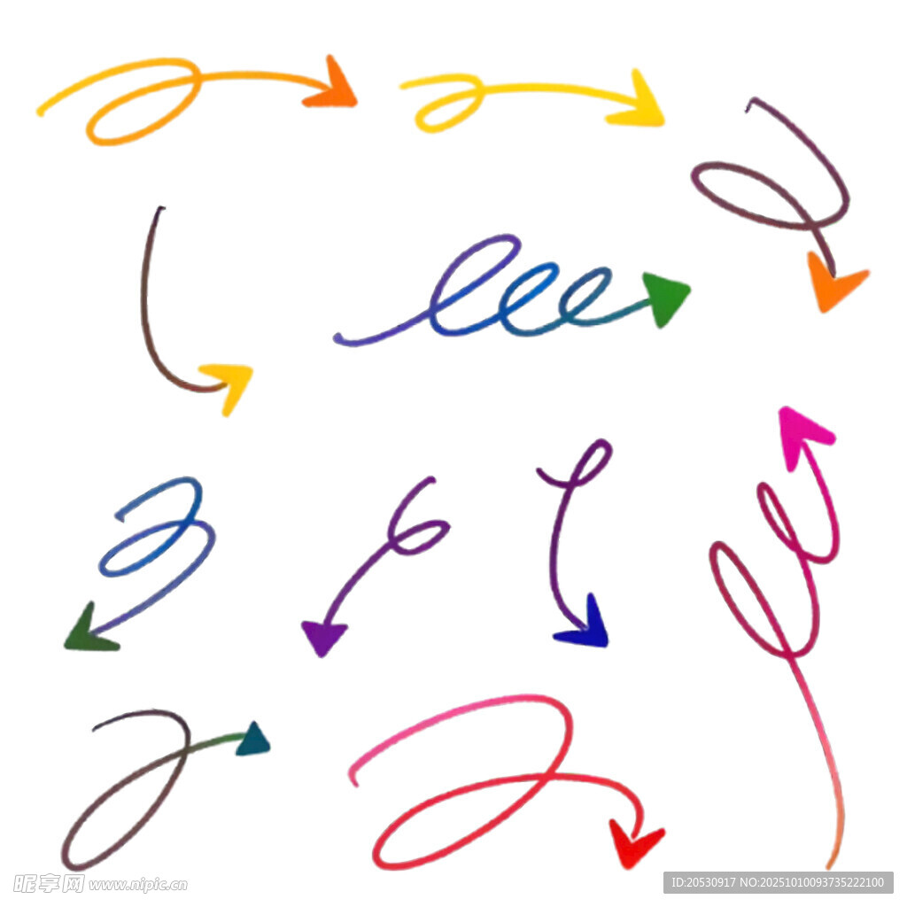 多彩手绘箭头图案集合