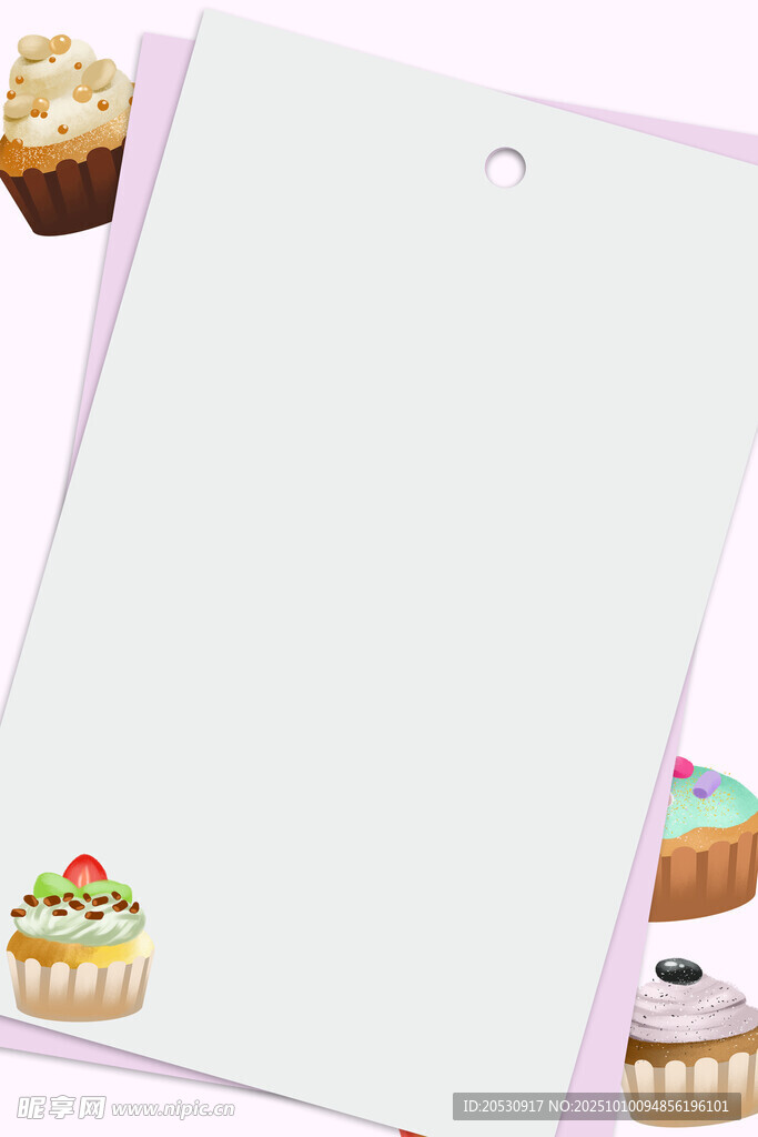 空白卡片与美味纸杯蛋糕
