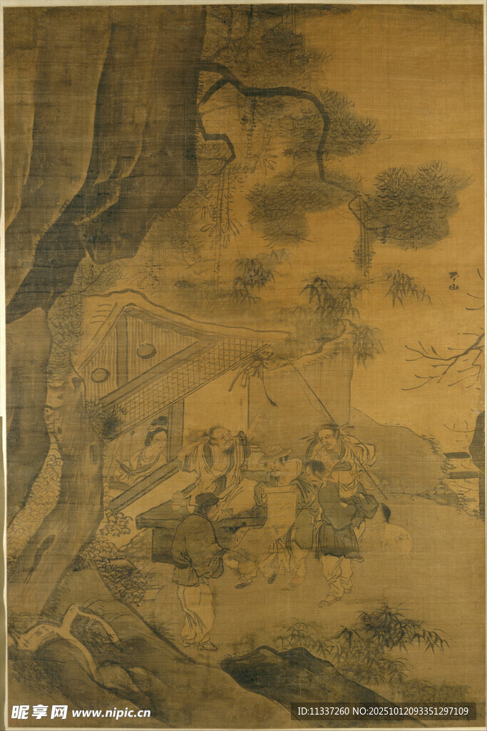 古代山水人物绘画场景