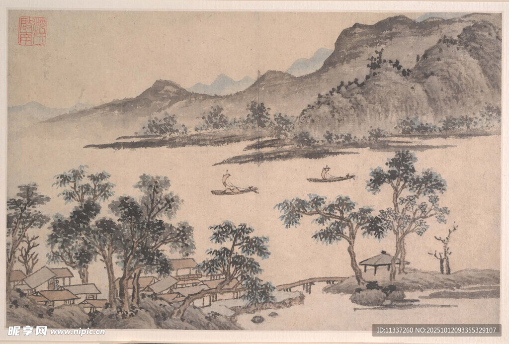 水墨山水国画风景图