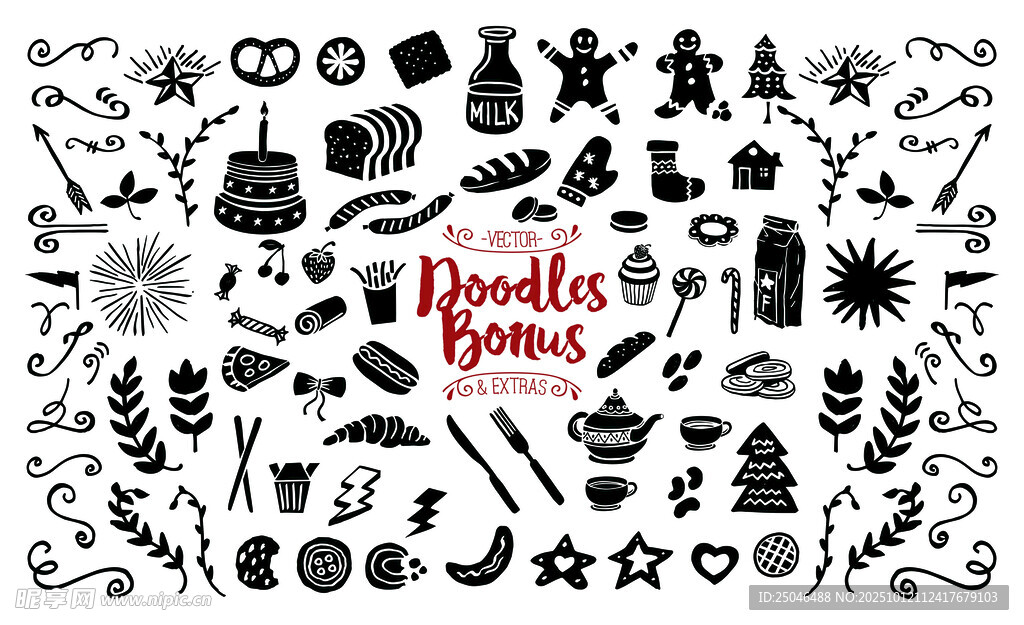 黑白线稿免扣素材