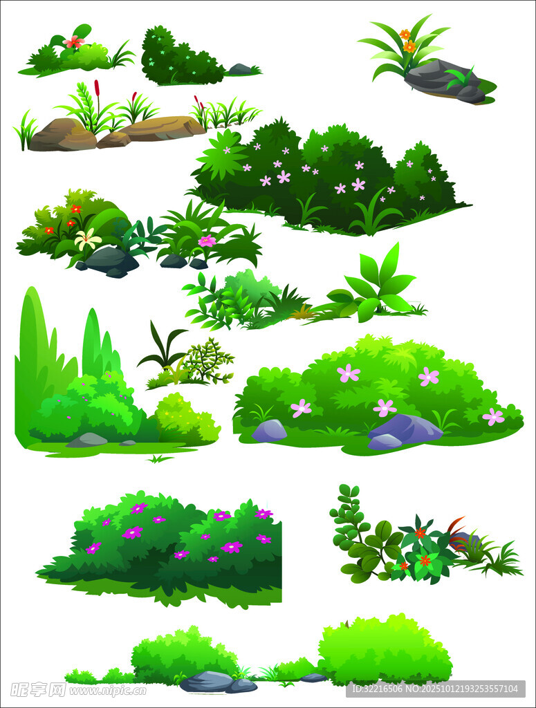 山草石头花木元素