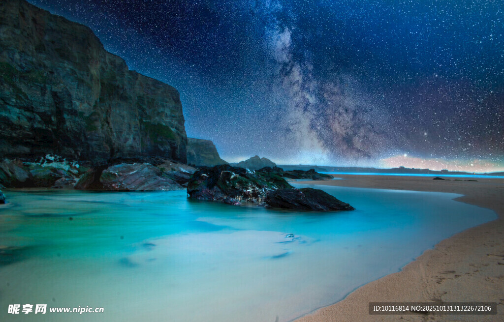 海滩星空夜景