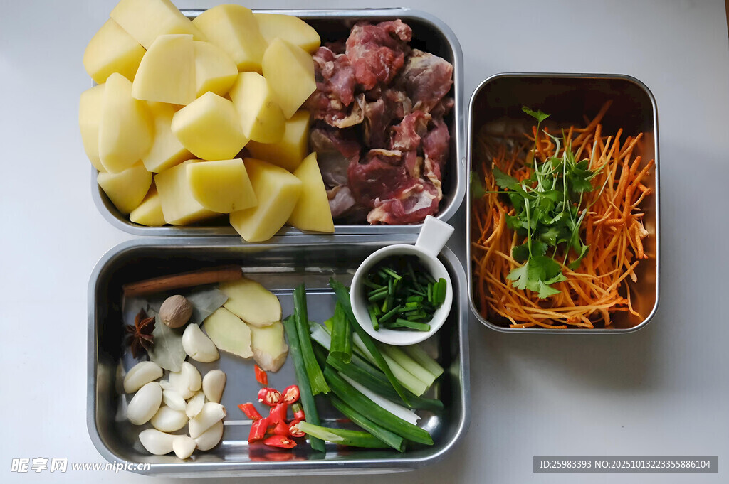 土豆烧牛肉食材
