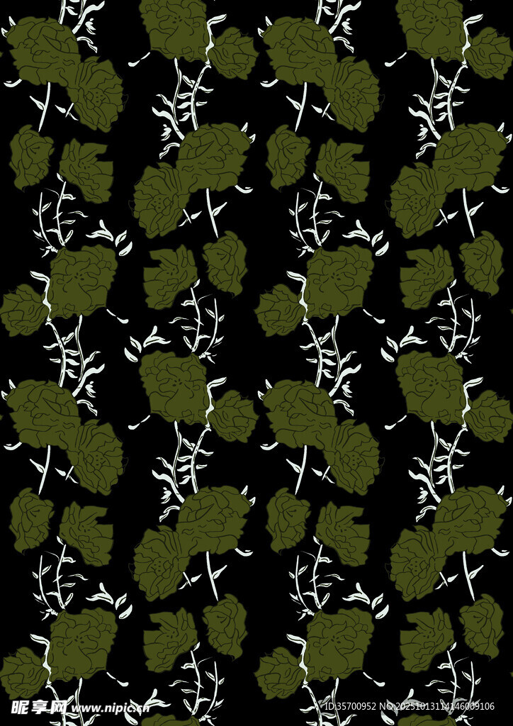 绿叶藤蔓无缝图案纹理