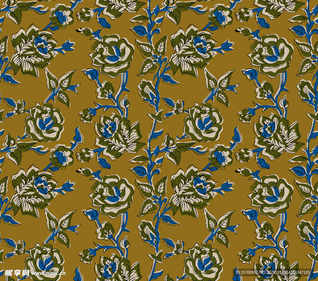 复古花卉图案布料纹理